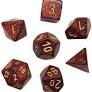 Chessex 7 Dice Set Glitter Ruby W/ Gold CHX 27504